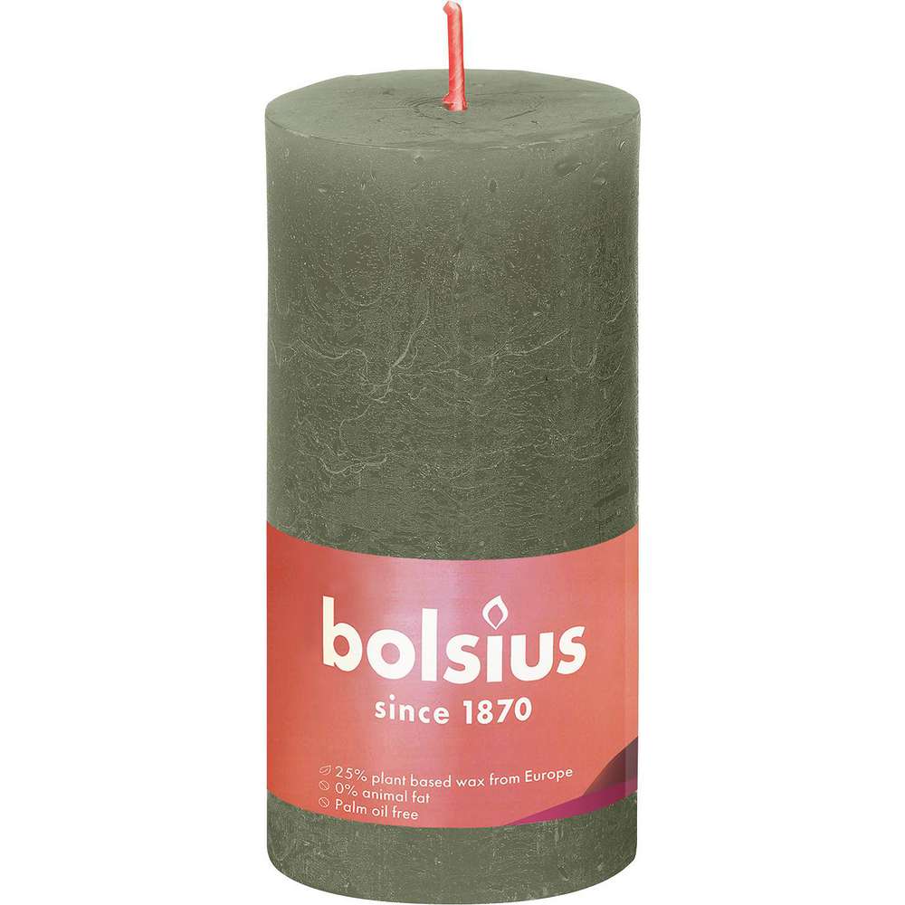Produktabbildung Bolsius Rustik Kerze 10x5cm, olivengrün
