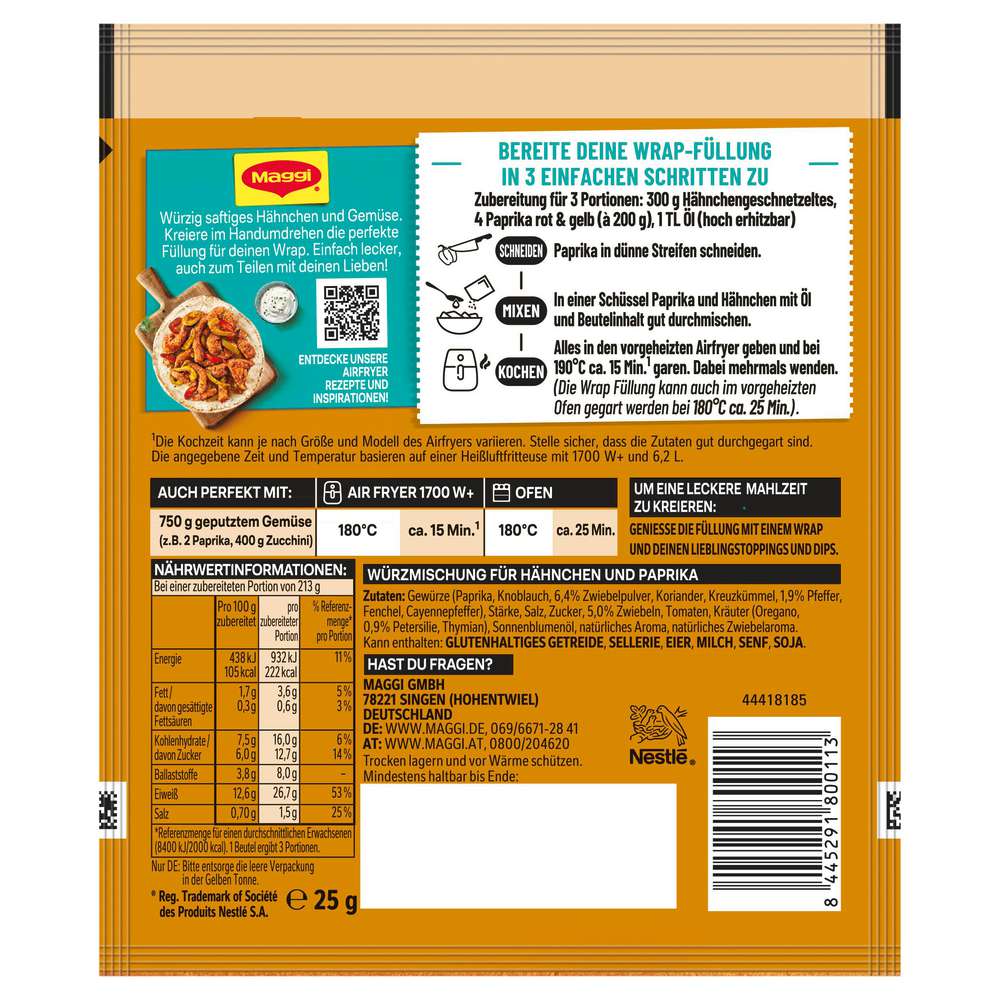 Produktabbildung Maggi Fix Airfryer Orient Wrap Kebap