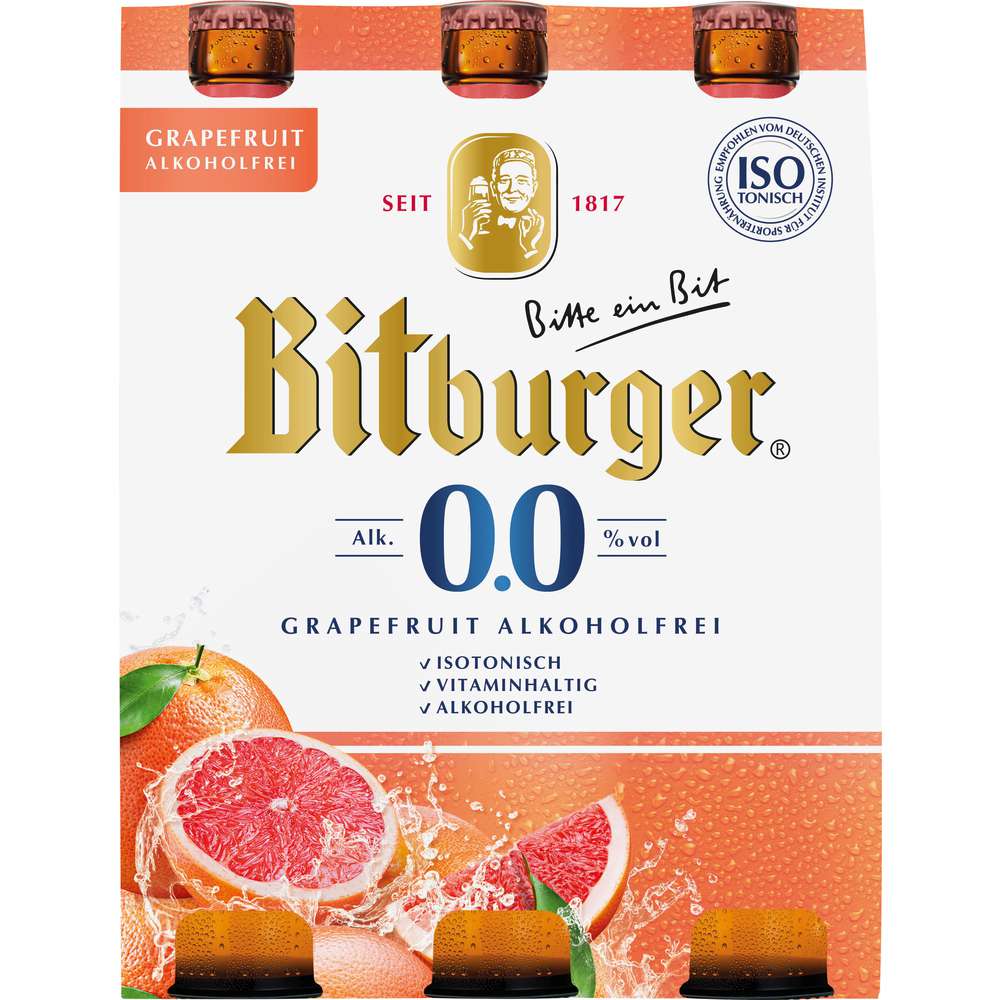 Produktabbildung Bitburger Alkoholfreies Biermischgetränk, Grapefruit (6x 0,330 Liter)