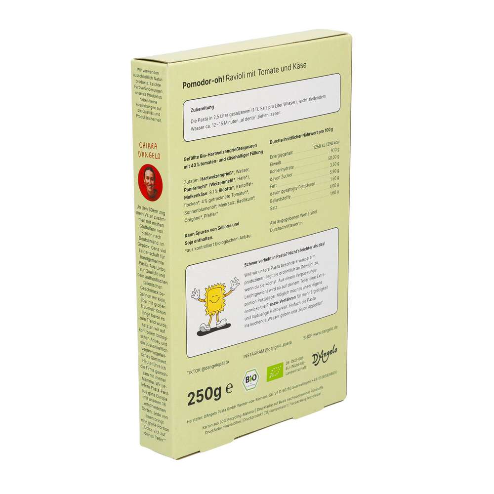 Produktabbildung D'Angelo Pasta Ravioli, Tomate-Käse