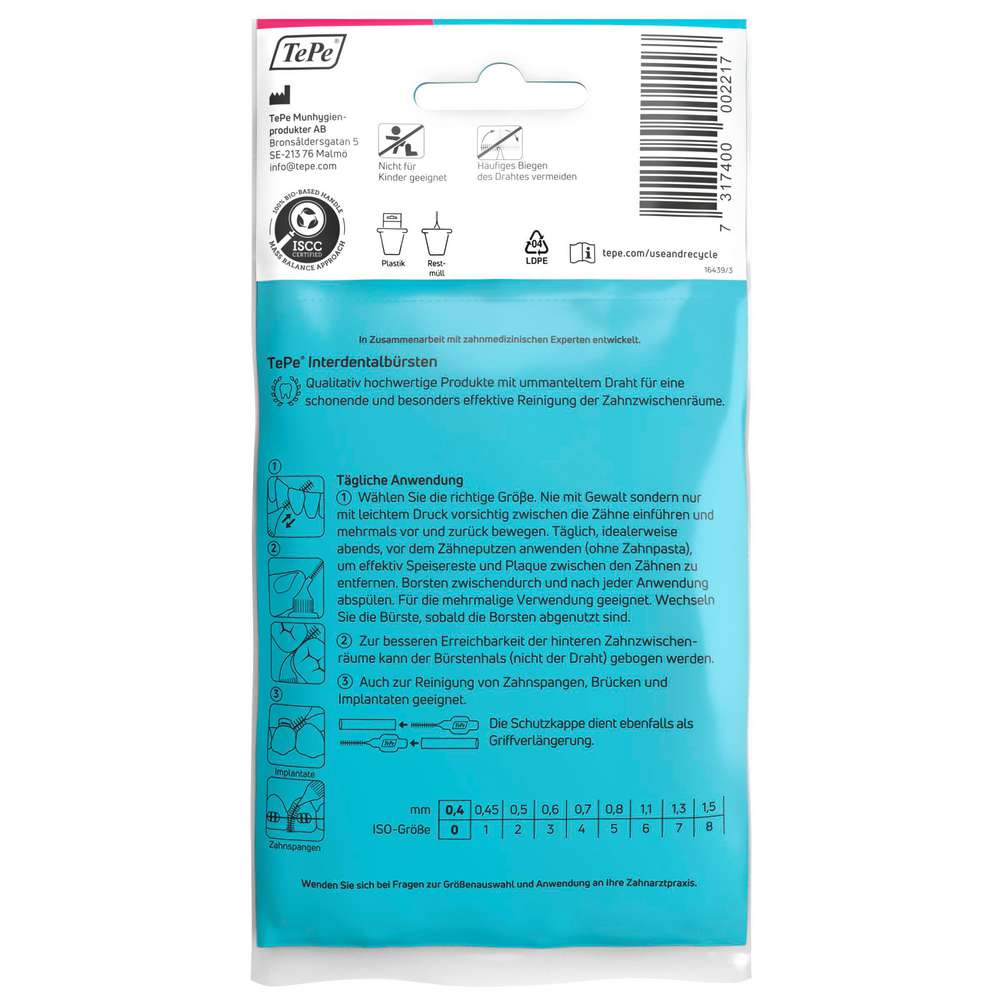 Produktabbildung TePe Interdentalbürsten, 0,4 mm, pink