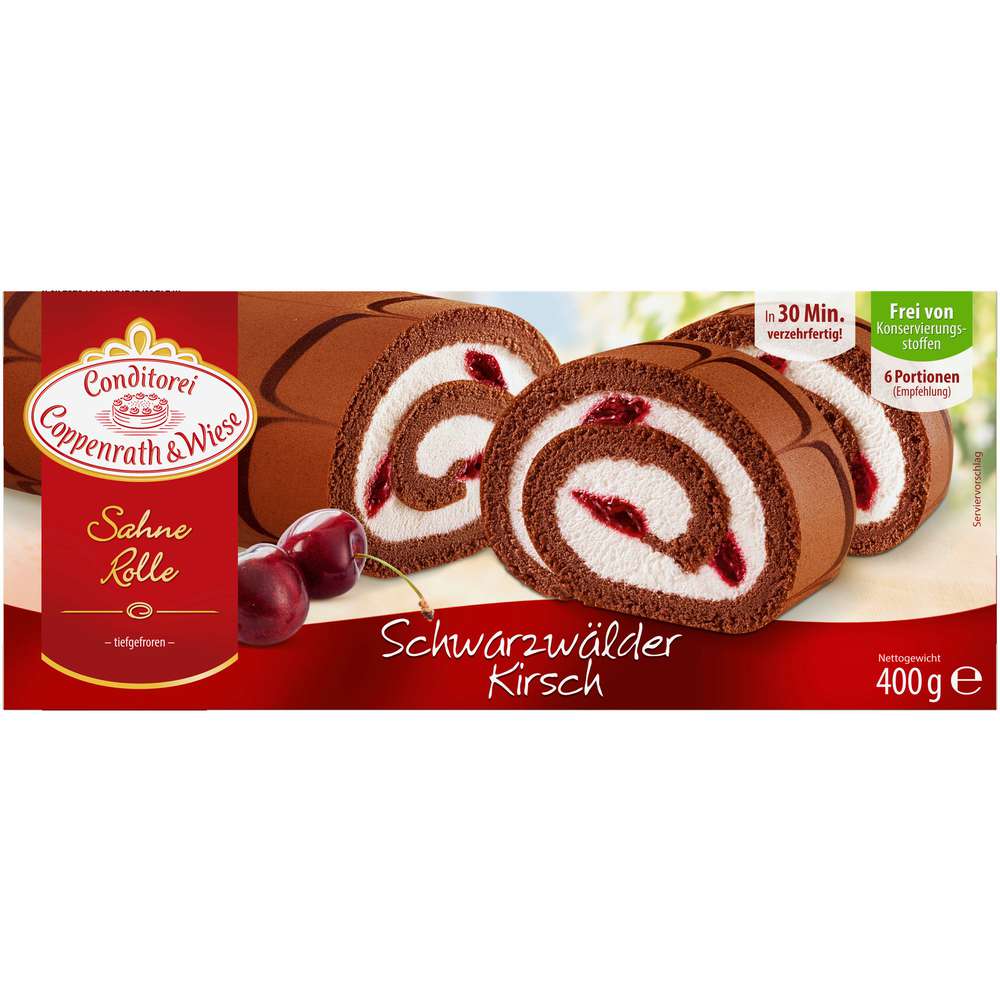 Produktabbildung Conditorei Coppenrath & Wiese Sahnerollen, Schwarzwälder-Kirsch, tiefgekühlt