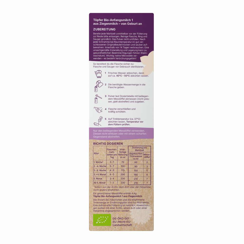 Produktabbildung Töpfer Bio Anfangsmilch aus Ziegenmilch 1