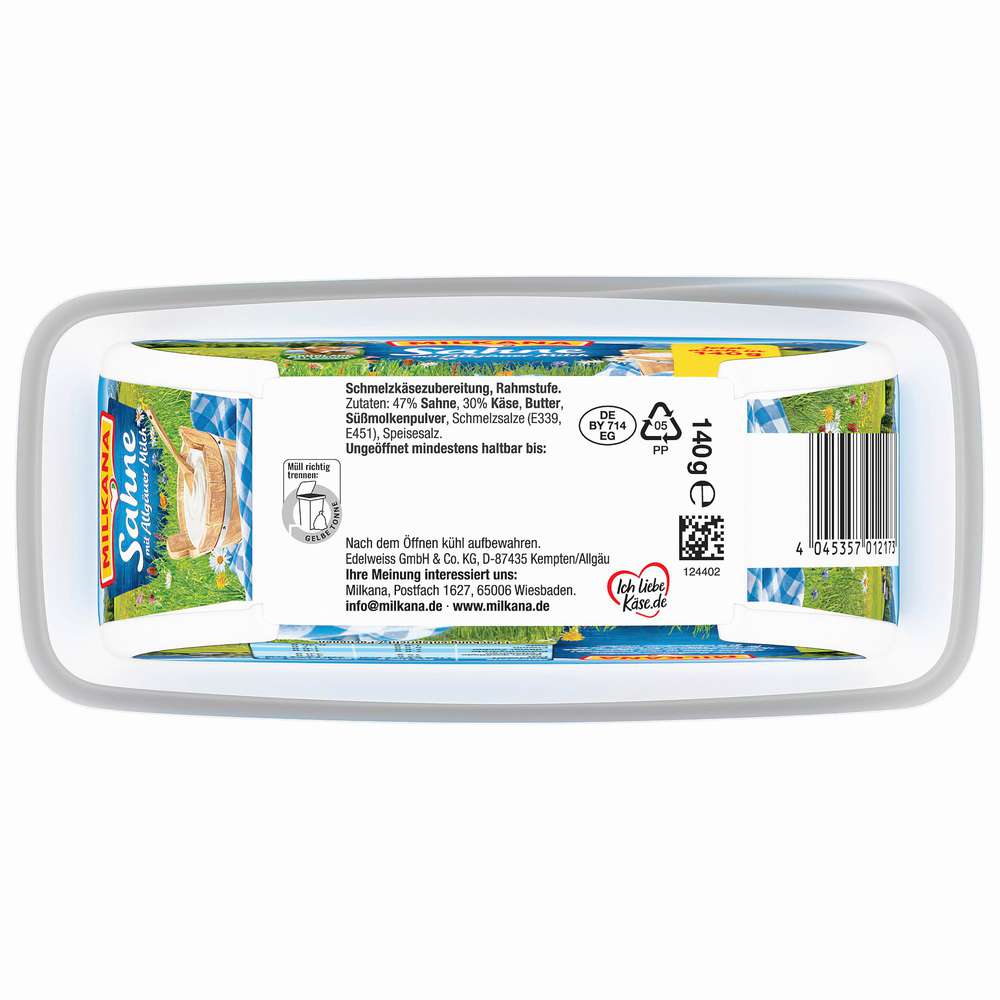 Produktabbildung Milkana Schmelzkäse, Sahne mit Allgäuer Milch