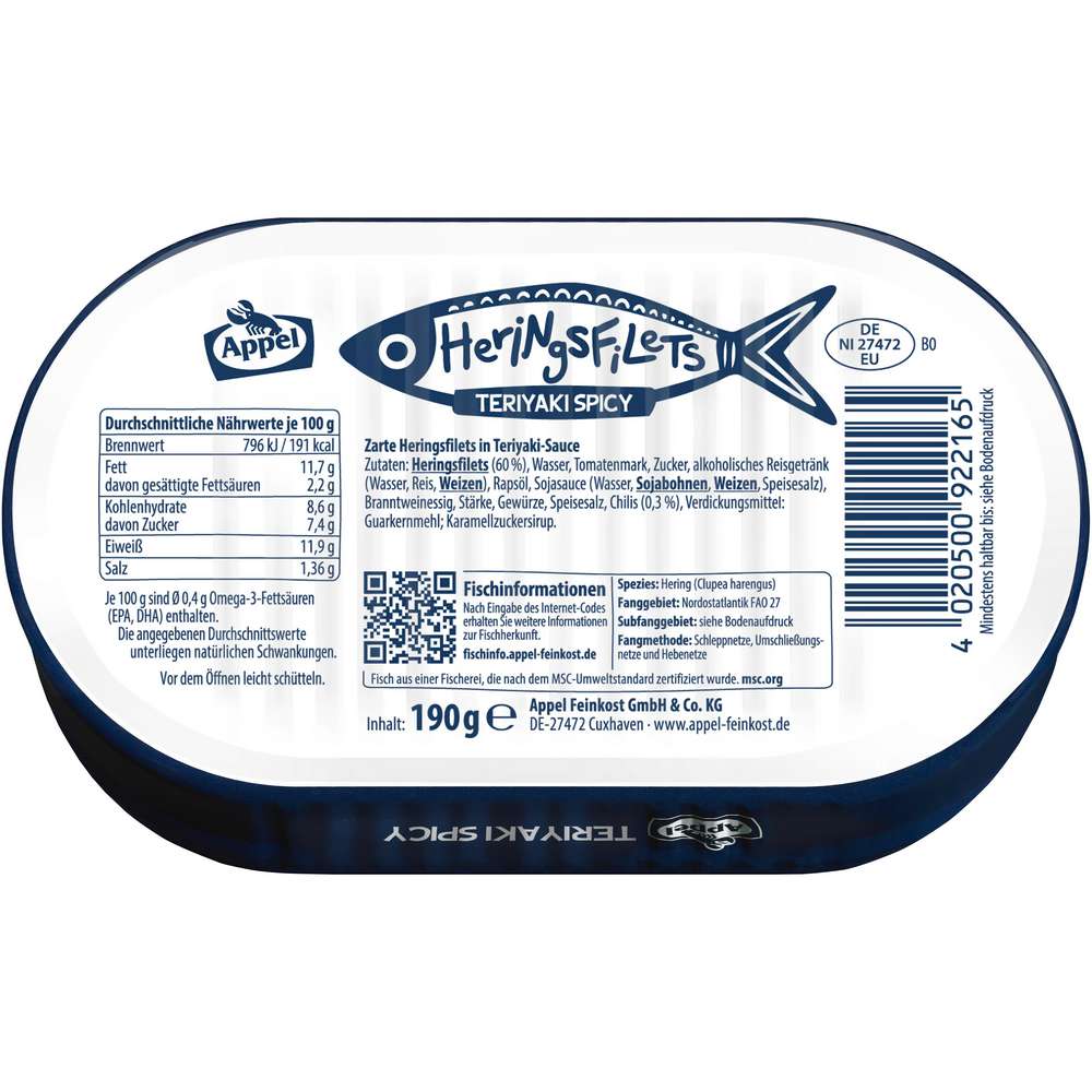 Produktabbildung Appel Heringsfilets Teriyaki 