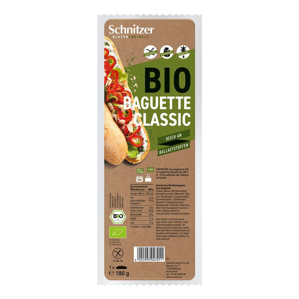 Produktabbildung Schnitzer Bio Aufback-Baguette Classic