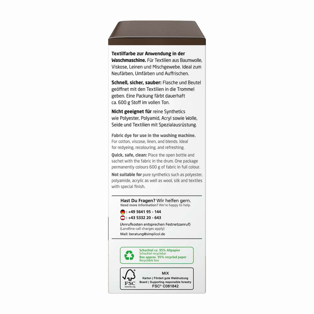 Produktabbildung simplicol Textilfarbe Intensiv, Espresso-Braun