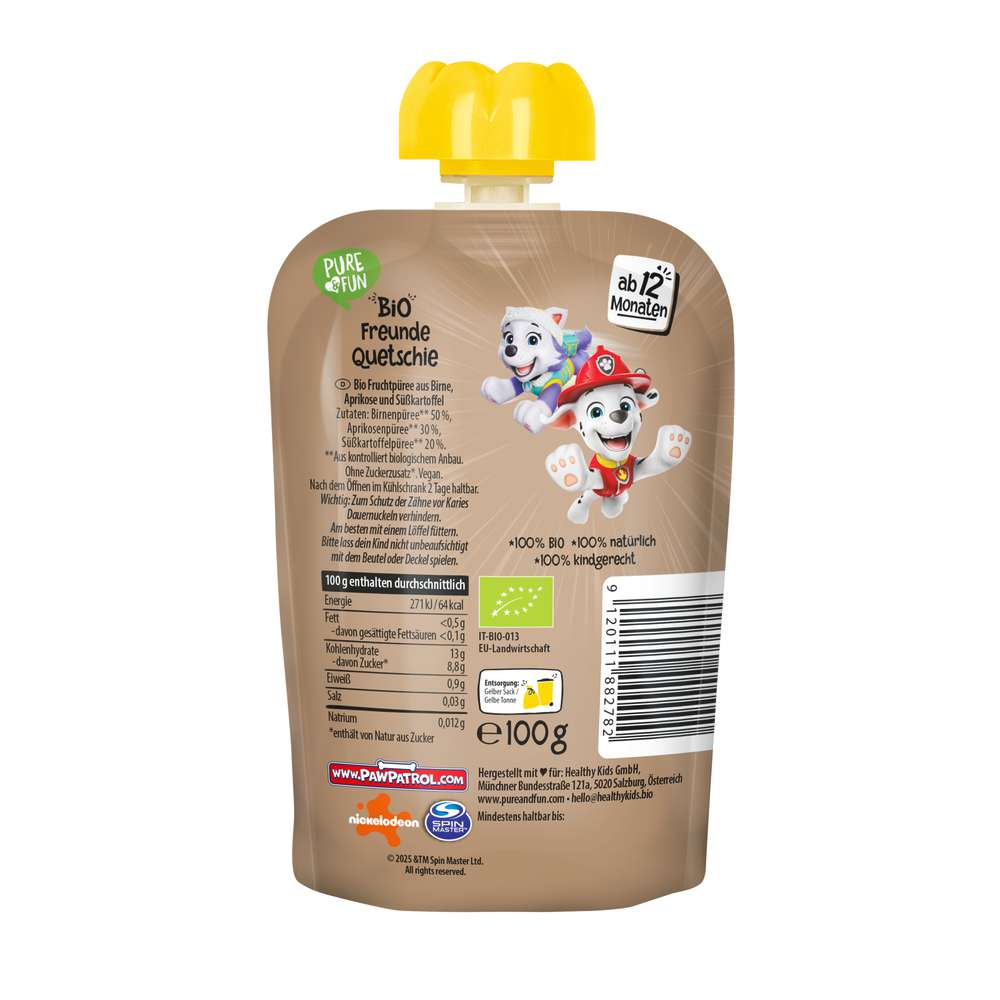 Produktabbildung Pure & Fun Bio Quetschie, Birne, Aprikose & Süsskartoffel