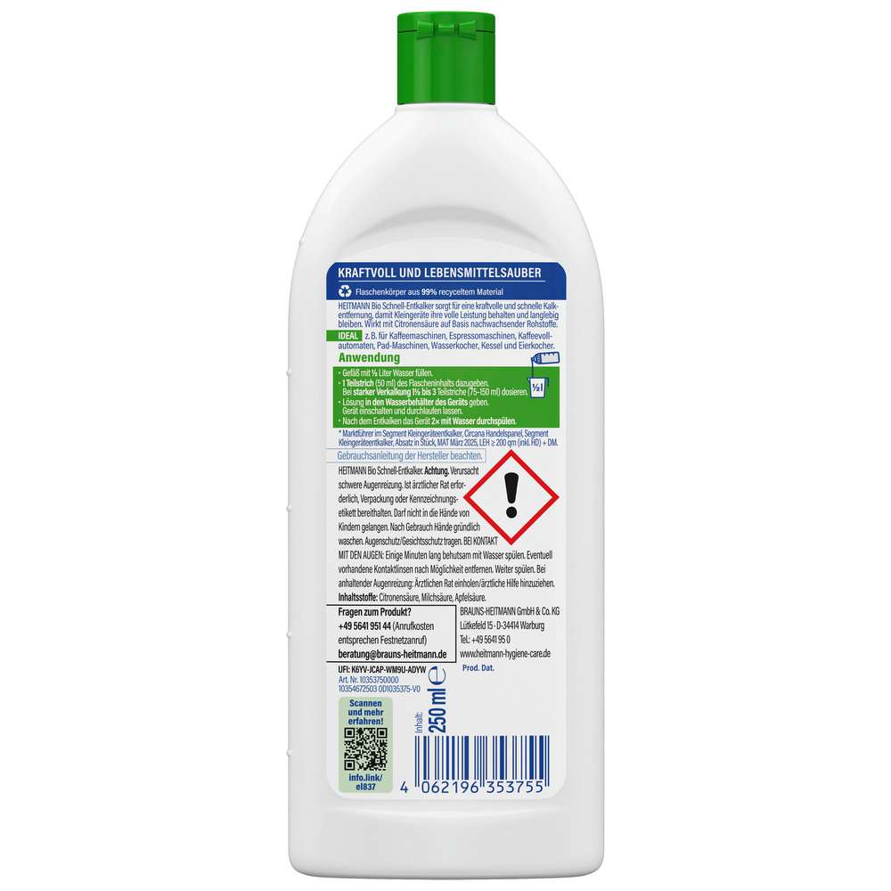Produktabbildung Heitmann Bio Schnell-Entkalker