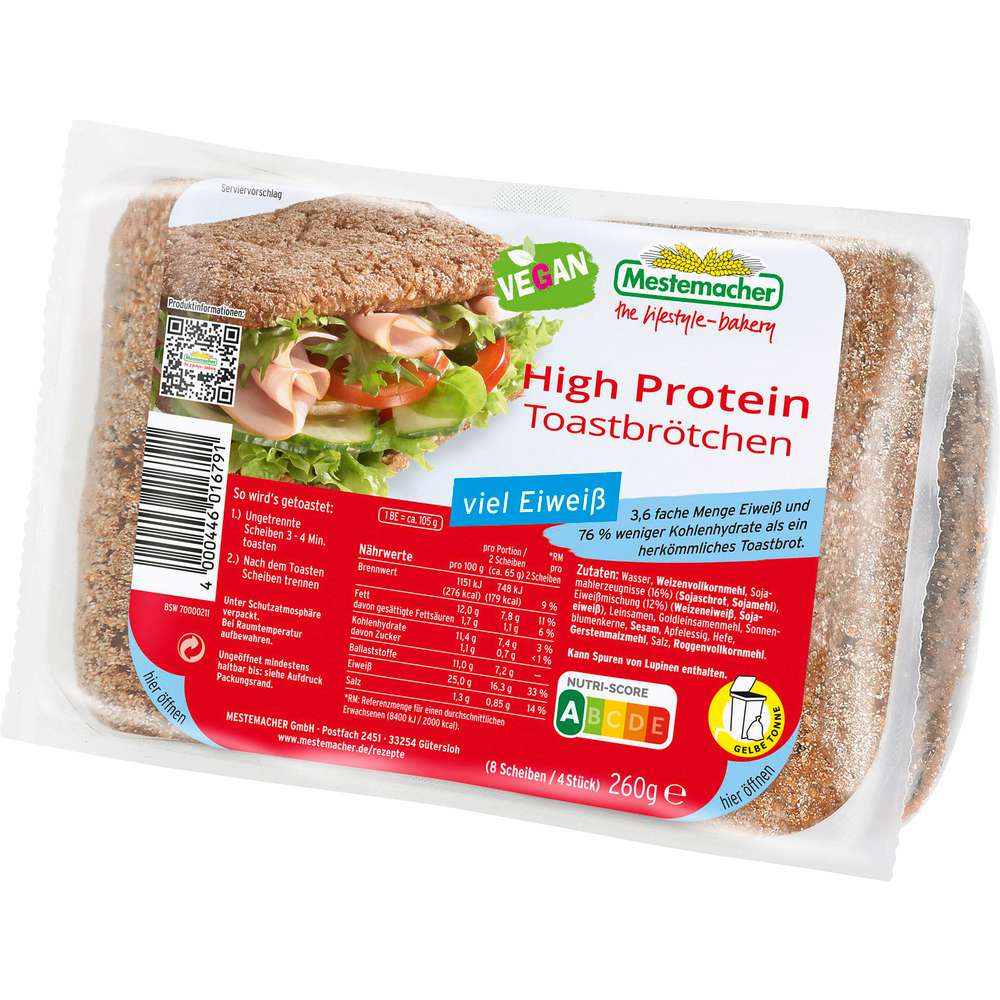 Produktabbildung Mestemacher Eiweiß Toastbrötchen