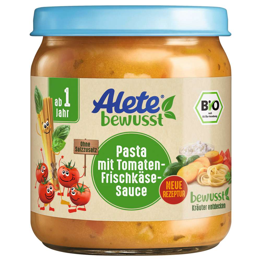 Produktabbildung Alete Bio Babynahrung Pasta, Tomate-Frischkäse