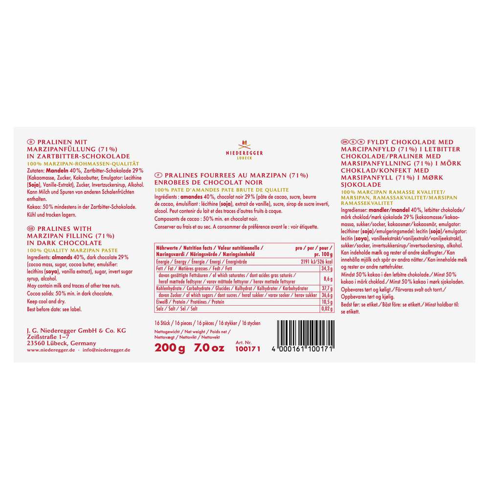 Produktabbildung Niederegger Marzipan Pralinen, Klassik