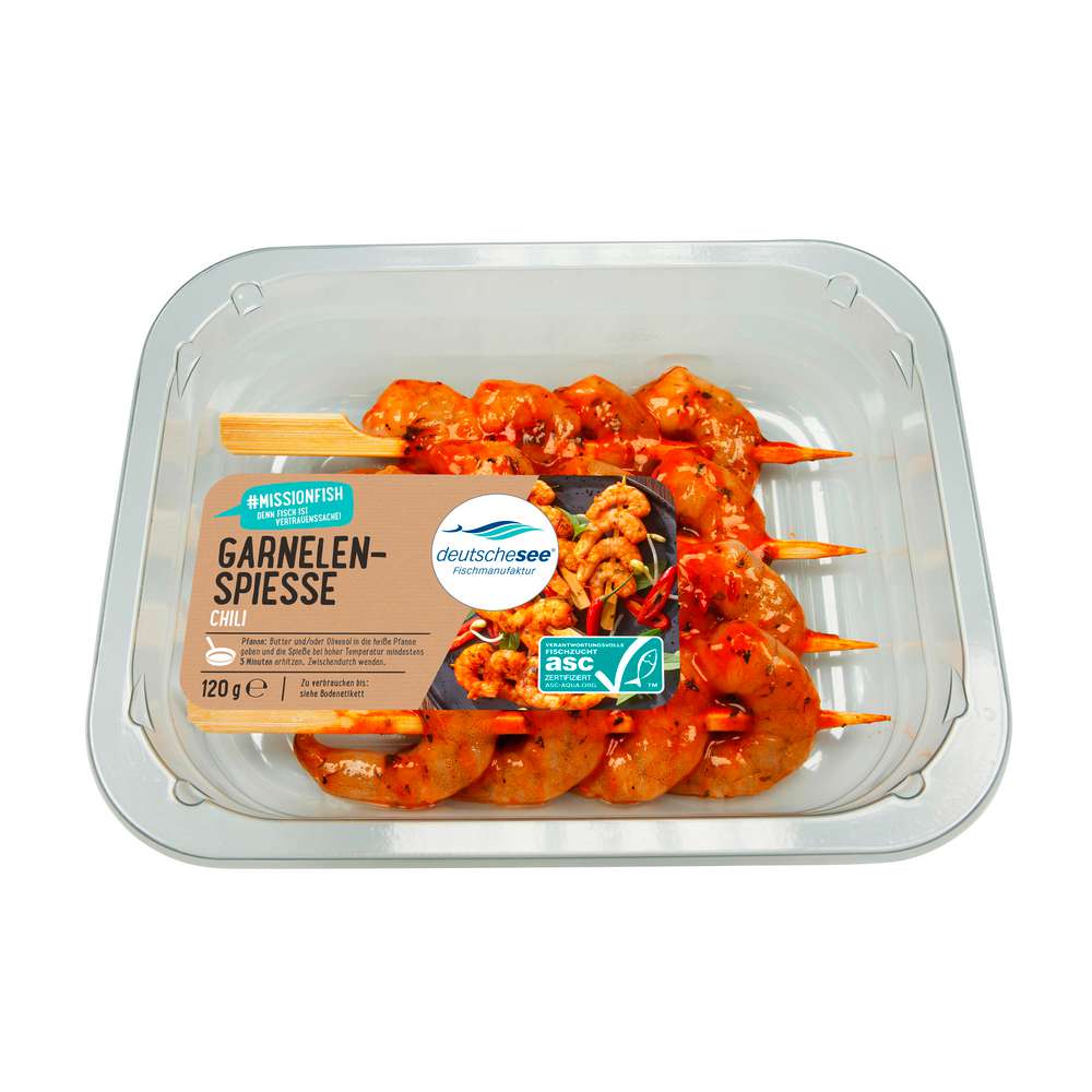 Produktabbildung Deutsche See Garnelenspieße, Chili
