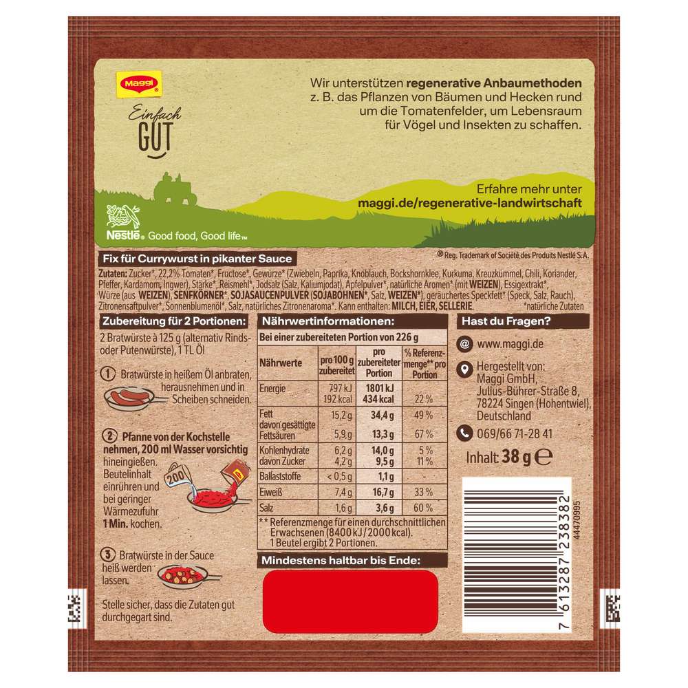 Produktabbildung Maggi Fix-Gewürzmischung, Currywurst