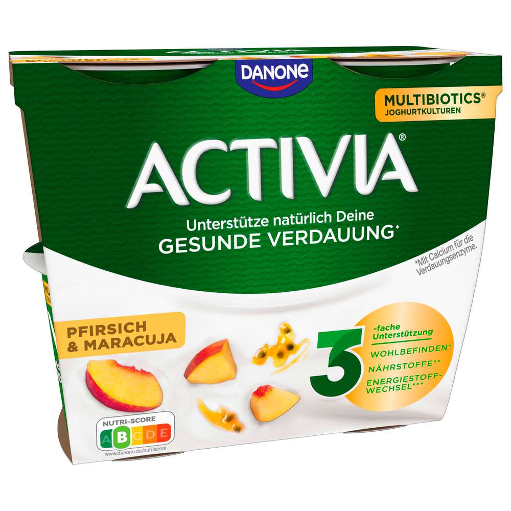 Produktabbildung Activia Fruchtjoghurt Pfirsich/Maracuja, 4x115 g