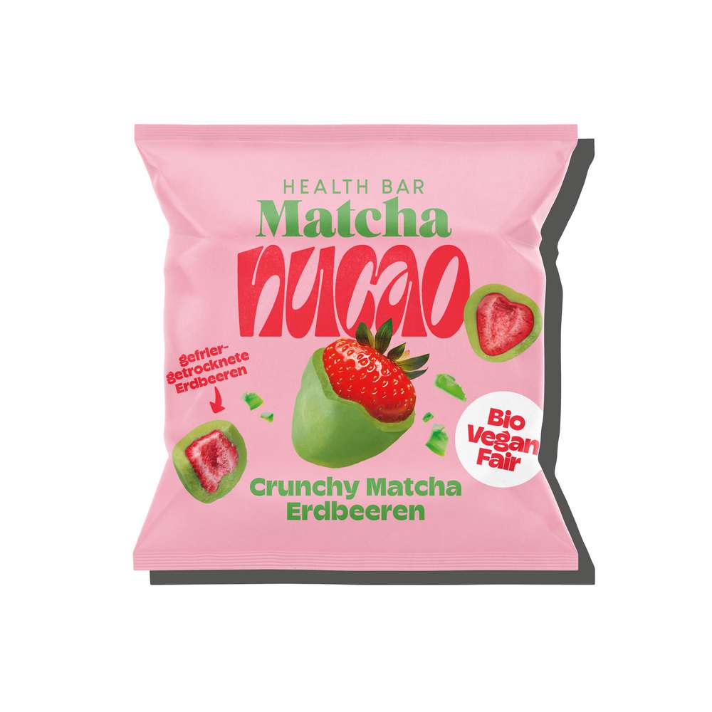 Produktabbildung nucao Crunchy Erdbeeren mit Matcha, gefriergetrocknet