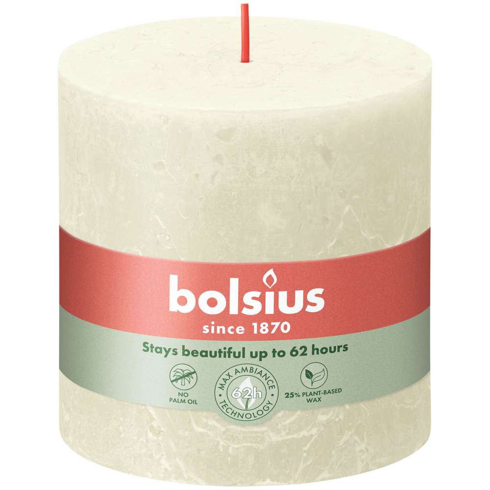 Produktabbildung Bolsius Stumpenkerze Rustik XXL 10x10cm, elfenbein