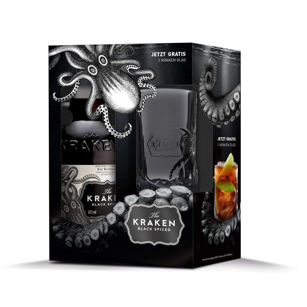 Produktabbildung The Kraken Black Spiced Rum + Glas 40%