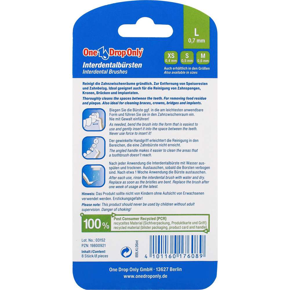 Produktabbildung One Drop Only Interdentalbürste L, gelb