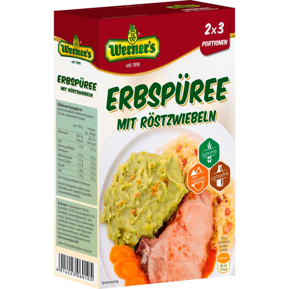 Produktabbildung Werner's Erbspüree mit Rostzwiebeln