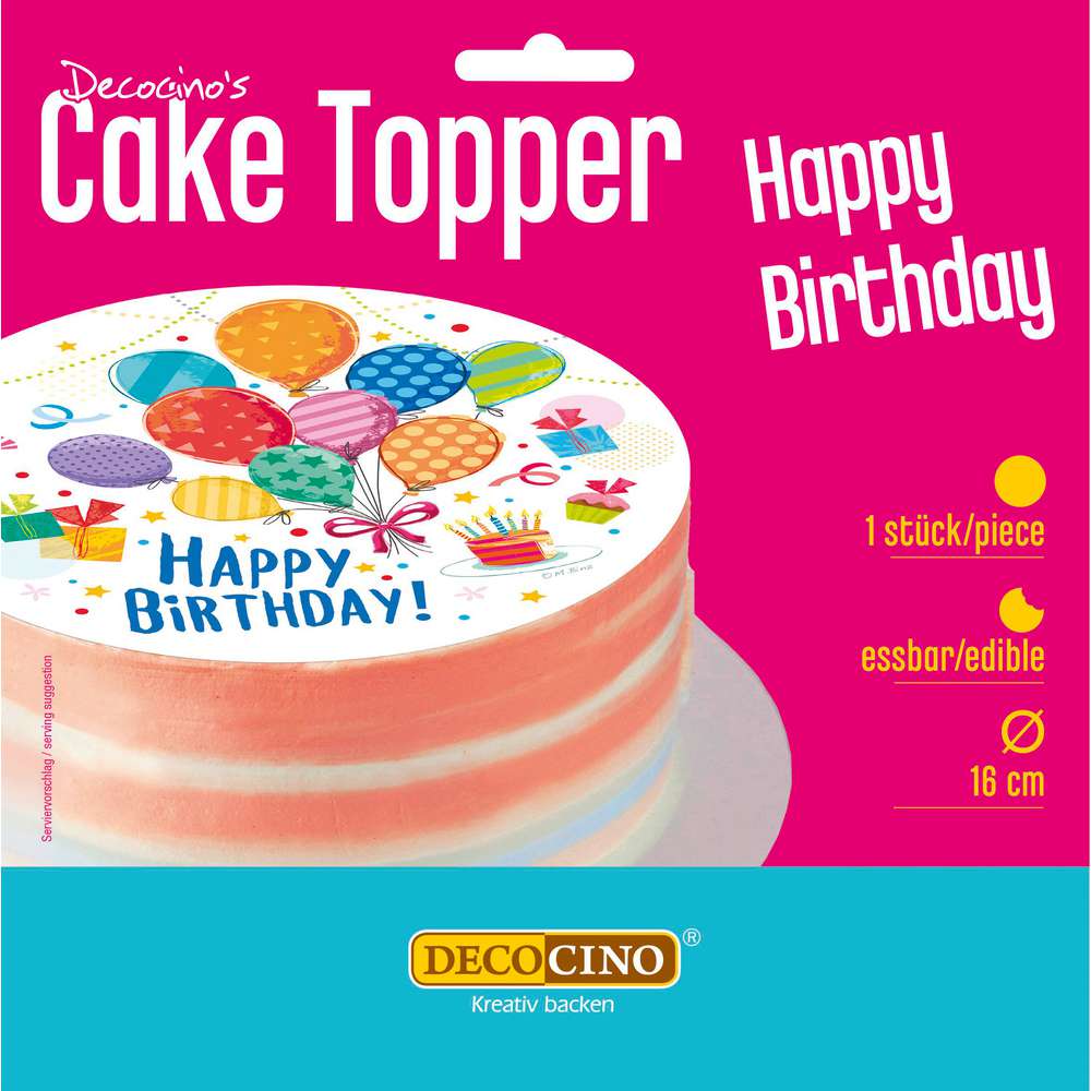 Produktabbildung Decocino Tortenaufleger Happy Birthday, 16 cm