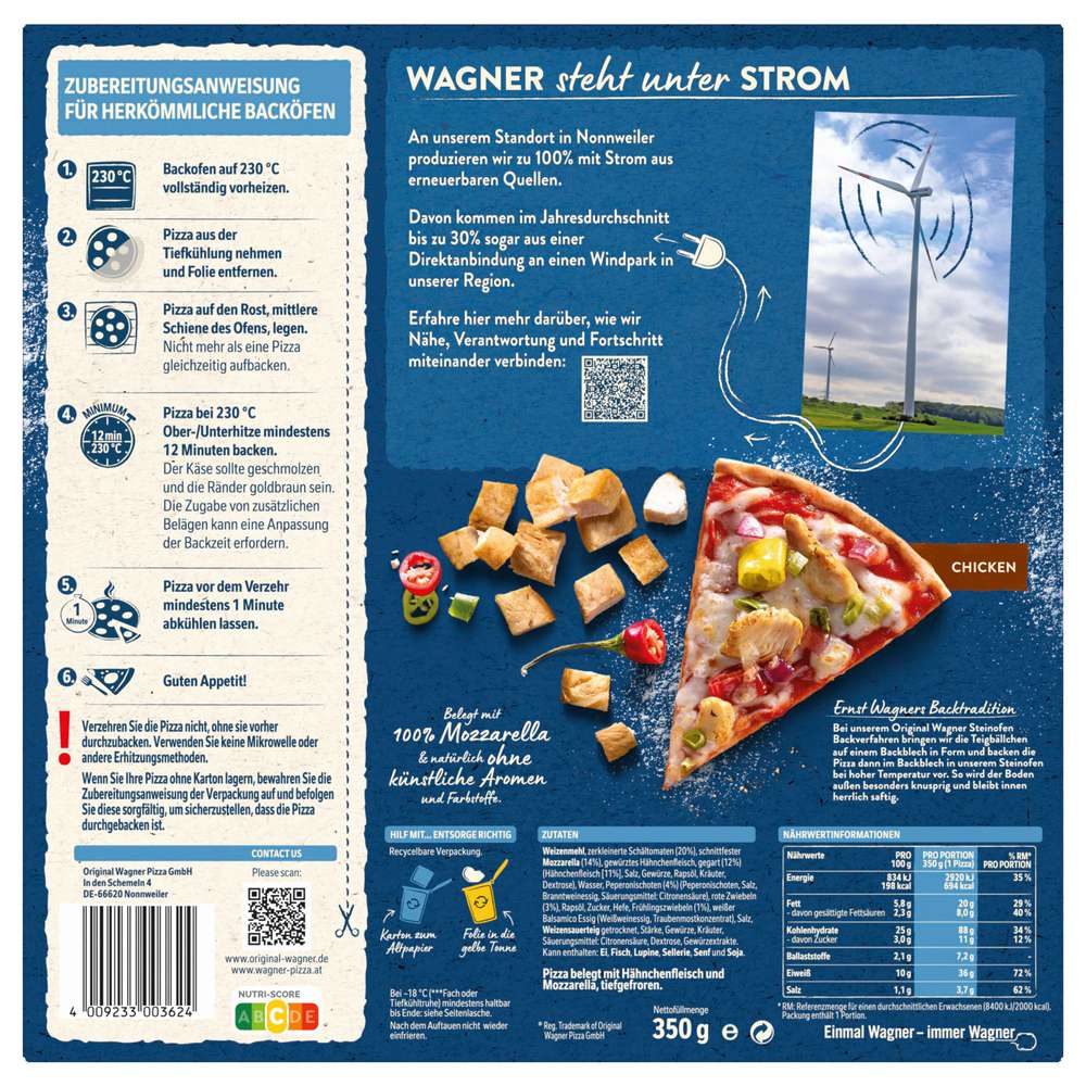 Produktabbildung Wagner Steinofen Pizza Chicken, tiefgekühlt