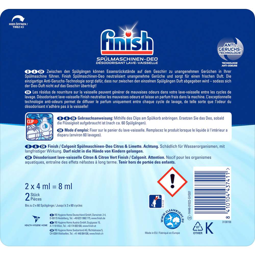 Produktabbildung Finish Spülmaschinen-Deo, Citrus & Limette Duo