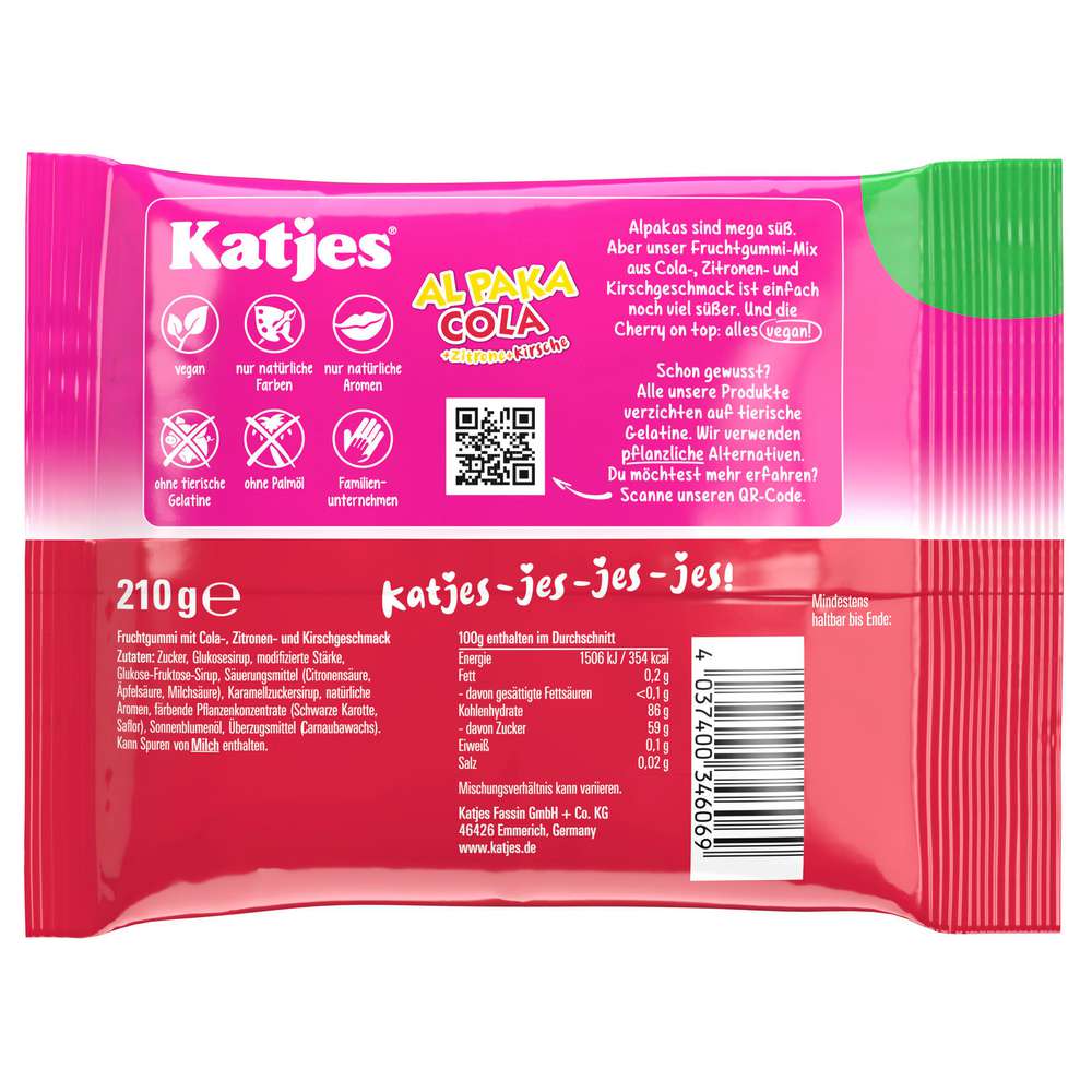 Produktabbildung Katjes Fruchtgummi Al Paka Cola, vegan