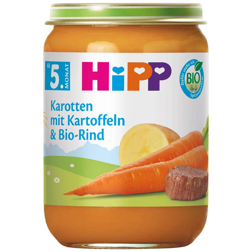 Produktabbildung Hipp Babynahrung Menü, Karotte/Kartoffel/Bio-Rind