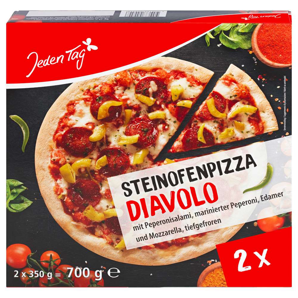 Produktabbildung Jeden Tag Steinofen Pizza Diavolo, tiefgekühlt