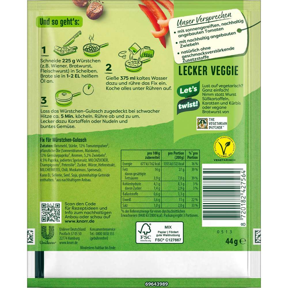 Produktabbildung Knorr Fix Würzmischung Würstchen Gulasch