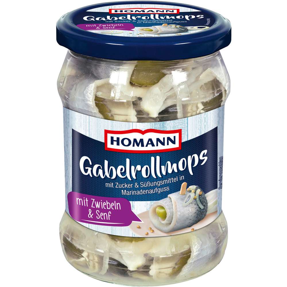 Produktabbildung Homann Gabelrollmops mit Zwiebeln & Senf