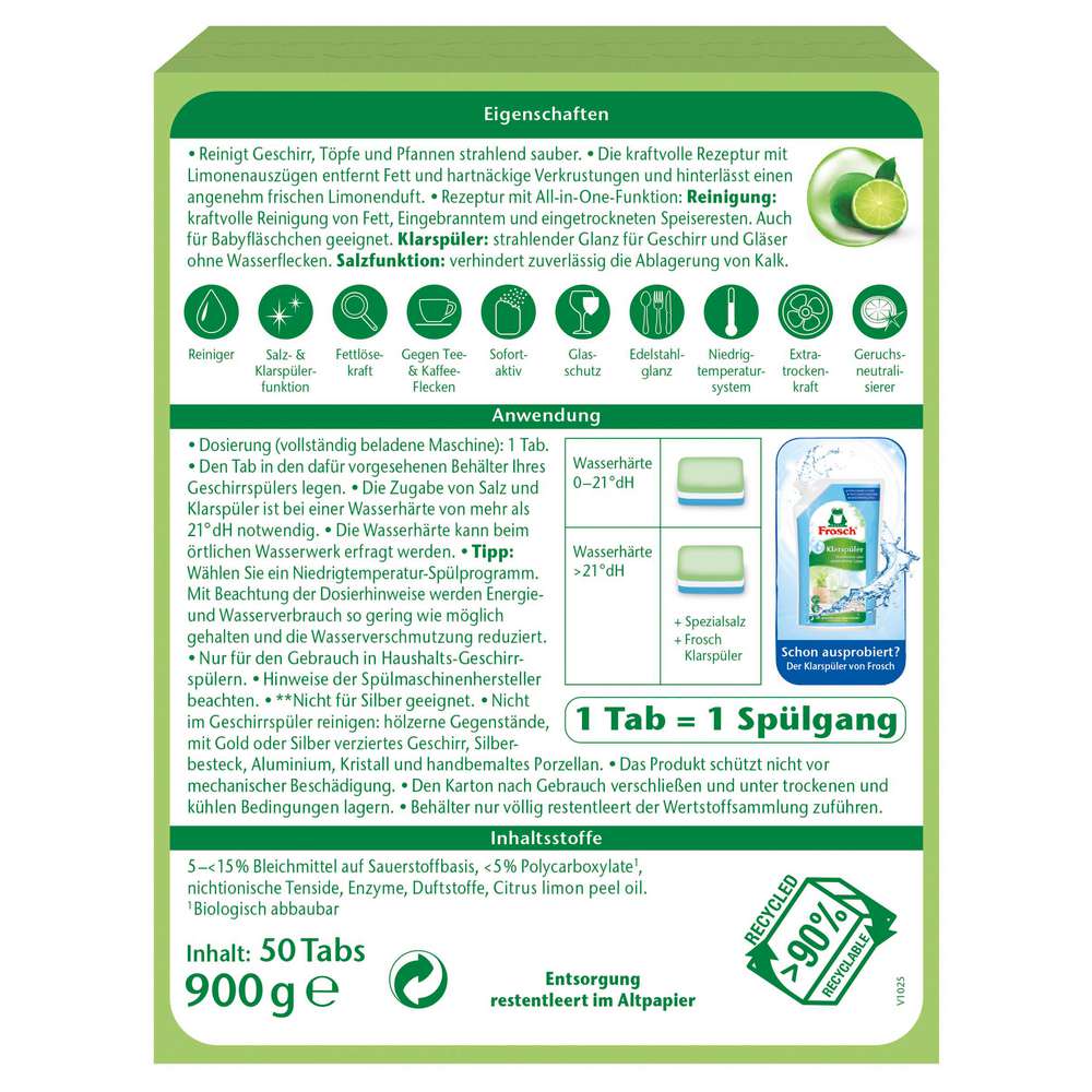 Produktabbildung Frosch Spülmaschinen-Tabs, All-in-1, Limone