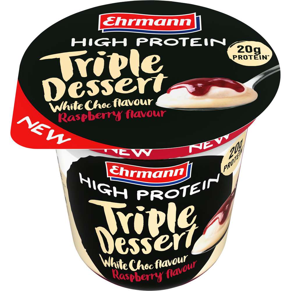 Produktabbildung Ehrmann High Protein Triple Dessert, White Choc Raspberry