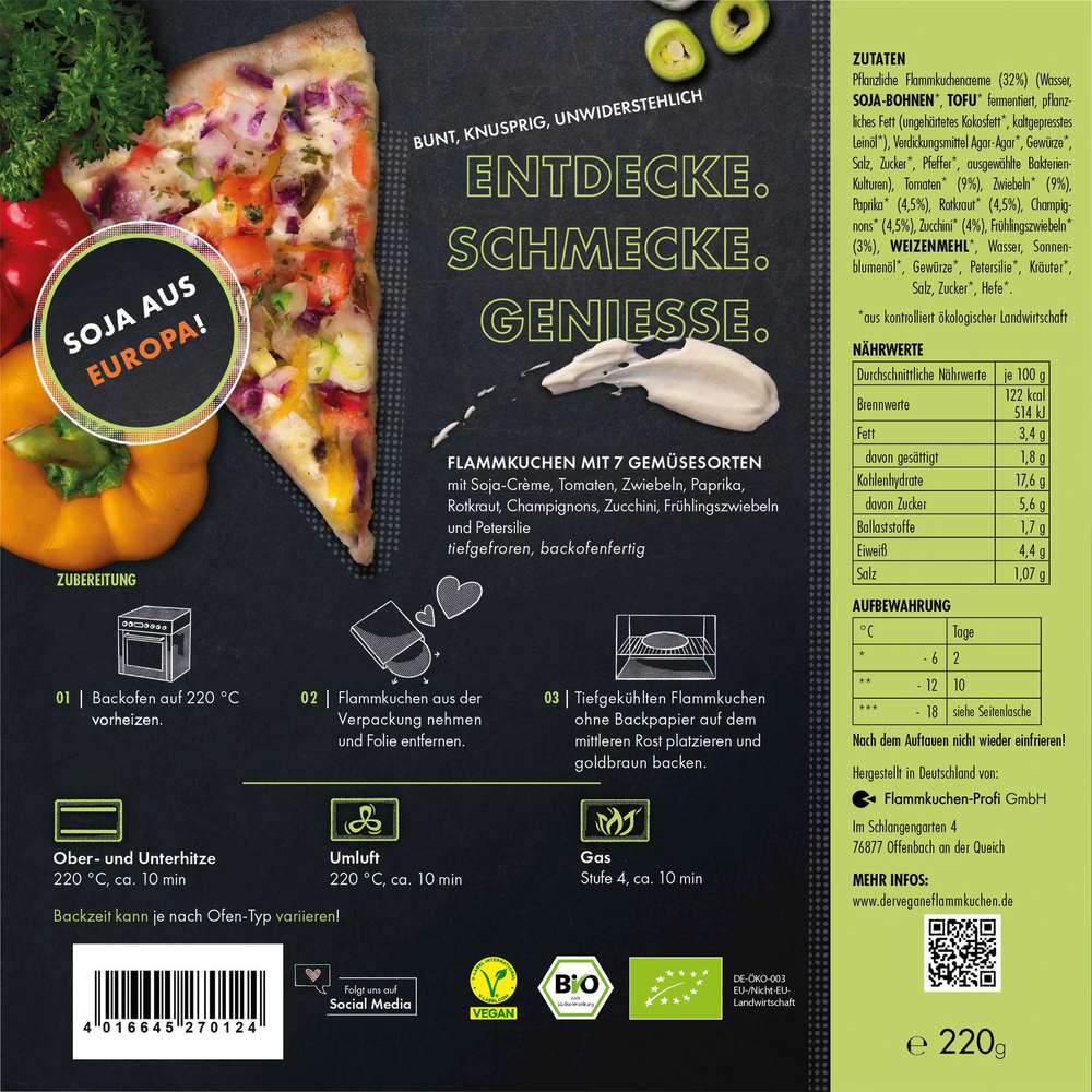 Produktabbildung Flammkuchen Profi Flammkuchen vegan 7 Gemüsesorten, tiefgekühlt