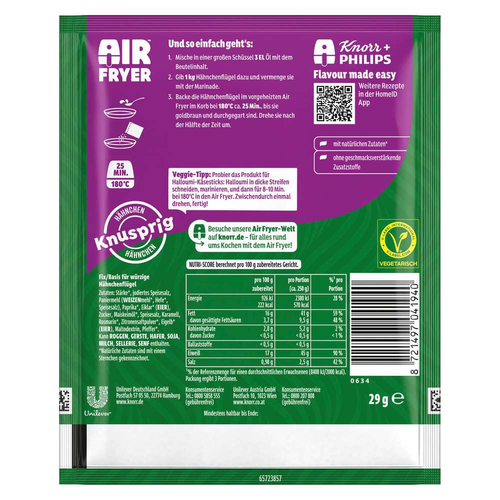 Produktabbildung Knorr Fix-Würzmischung Airfryer, Chicken Wings