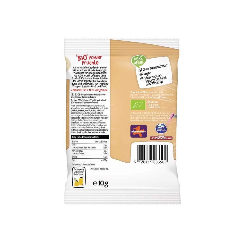 Produktabbildung Pure & Fun Bio Chips Paw Patrol, Erdbeer/Banane