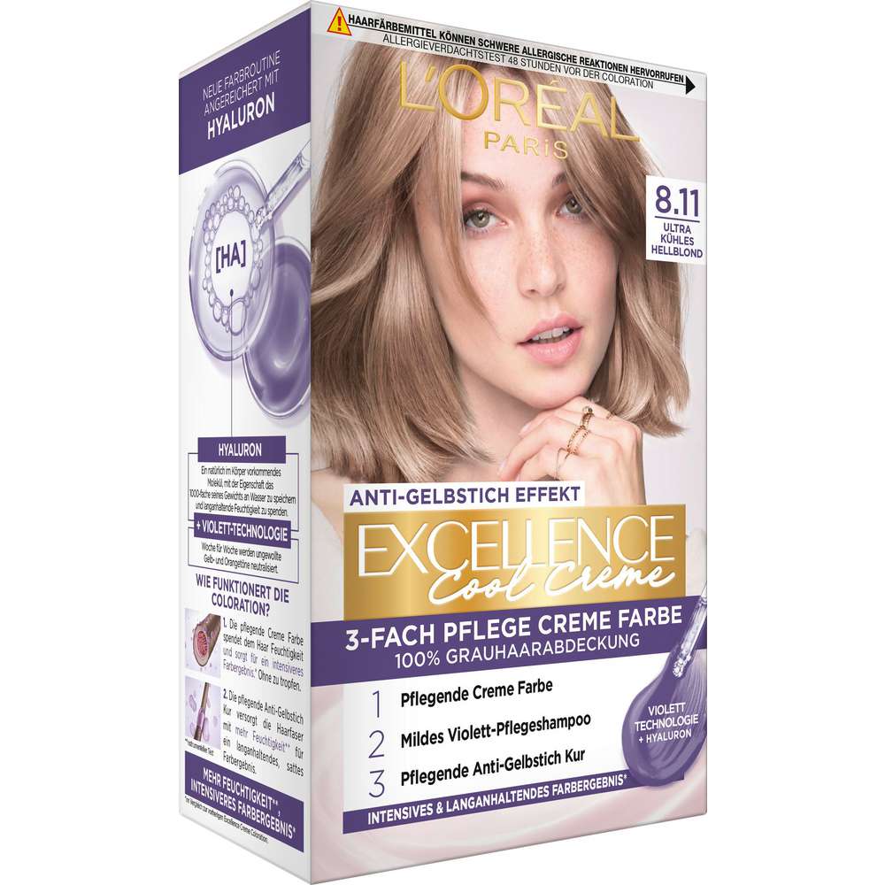 Produktabbildung L'Oreal Paris Excellence Haarfarbe, Ultra Kühles Hellblond 8.11