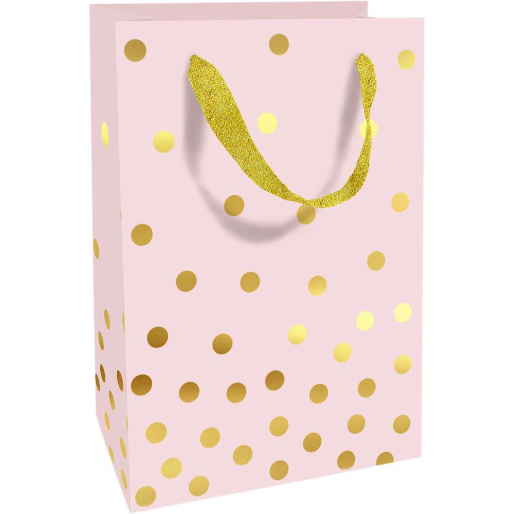 Produktabbildung Braun+Company Geschenktasche Golden Dots puder 11x16x5 cm