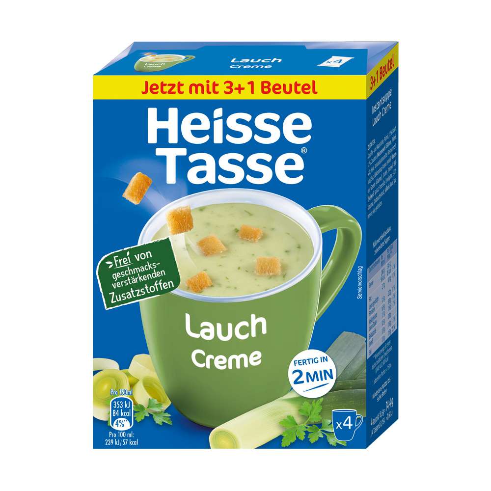 Produktabbildung Heisse Tasse Tassensuppe Lauchcreme, 4er