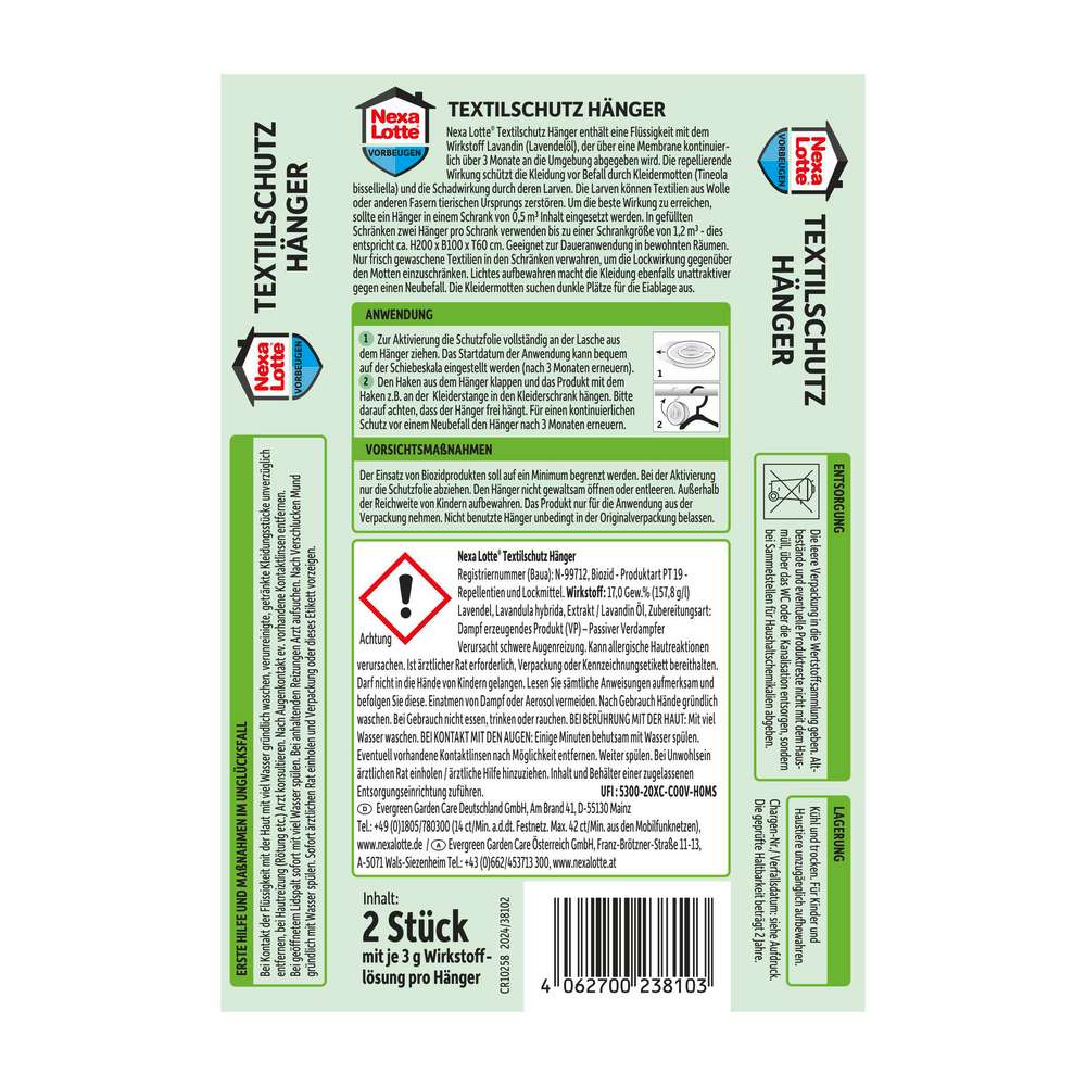 Produktabbildung Nexa Lotte Textilschutz Hänger