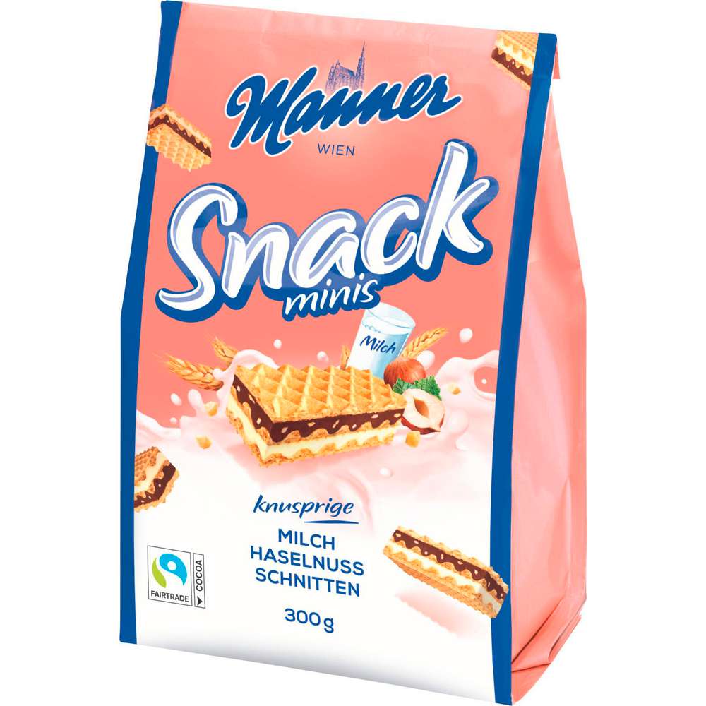 Produktabbildung Manner Waffeln Snack minis, Milch-Haselnuss
