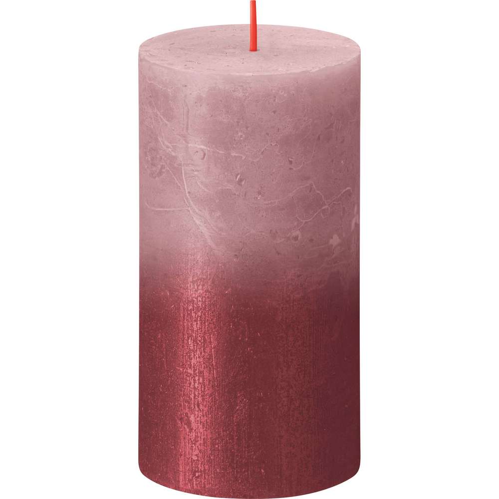Produktabbildung Bolsius Stumpkerze Rustik 13x6,8cm, Sunset Ash Rose-Red