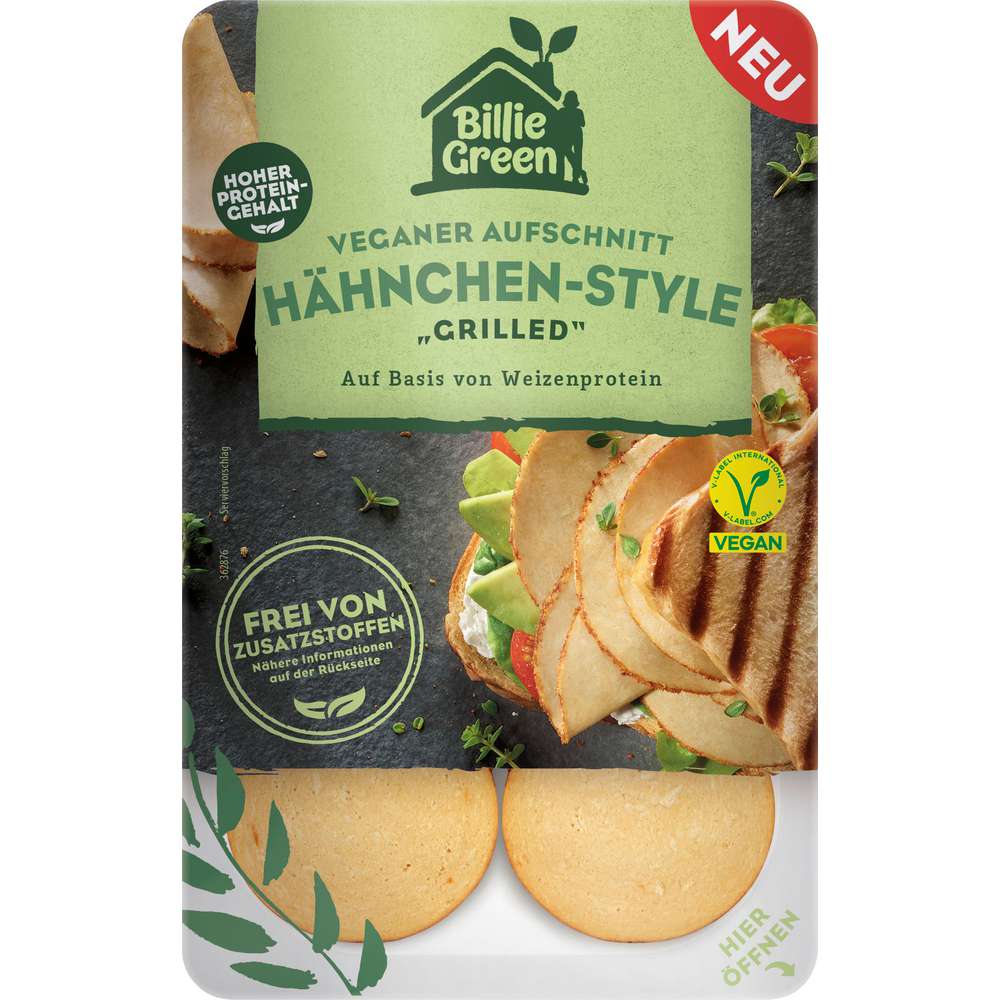 Produktabbildung Billie Green Veganer Aufschnitt Hähnchen-Grilled