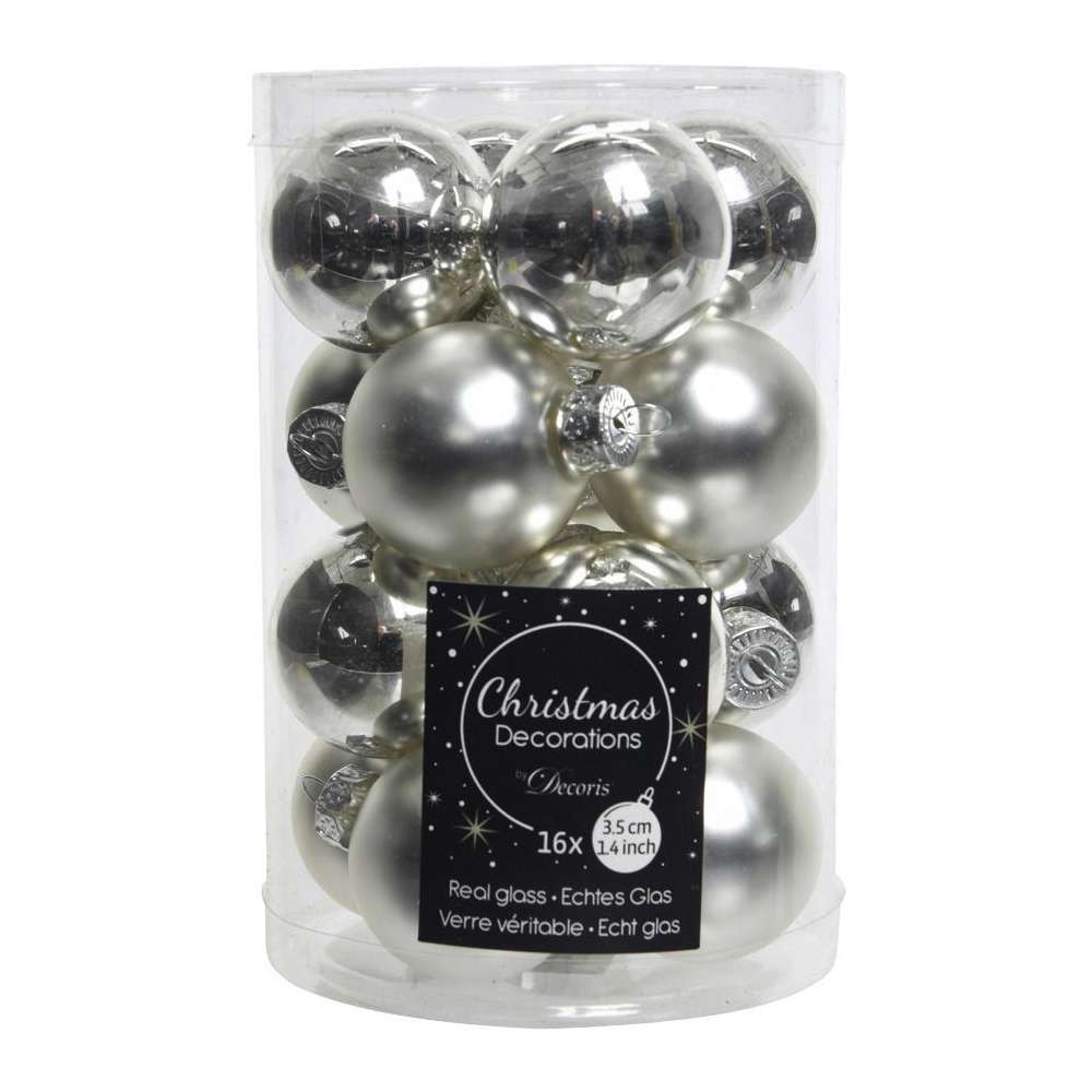 Produktabbildung Kaemingk Christbaumkugeln, Glas, Silber, 3,5cm