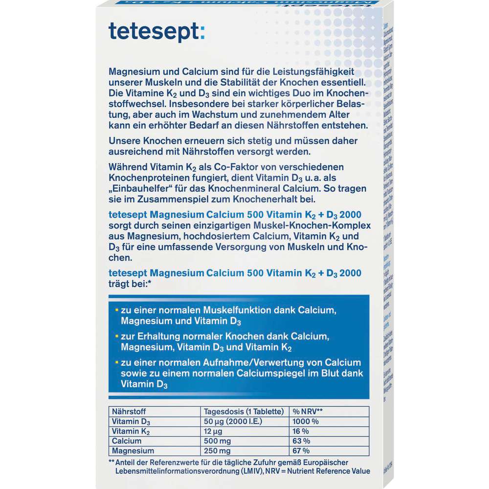 Produktabbildung tetesept Magnesium +Calcium 500