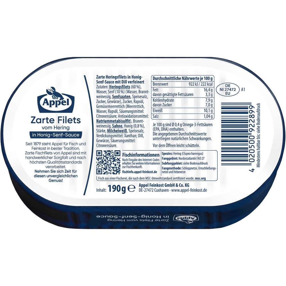 Produktabbildung Appel Heringsfilet, Honig-Senf