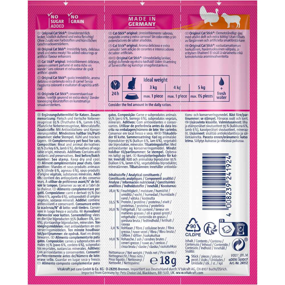 Produktabbildung Vitakraft Katzen-Snack Cat Stick, Truthahn & Lamm