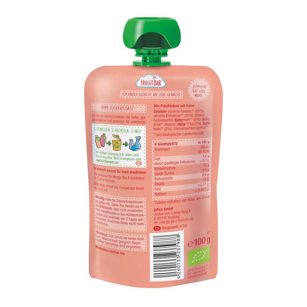 Produktabbildung Fruchtbar Quetschie, Hafer/Erdbeere/Banane