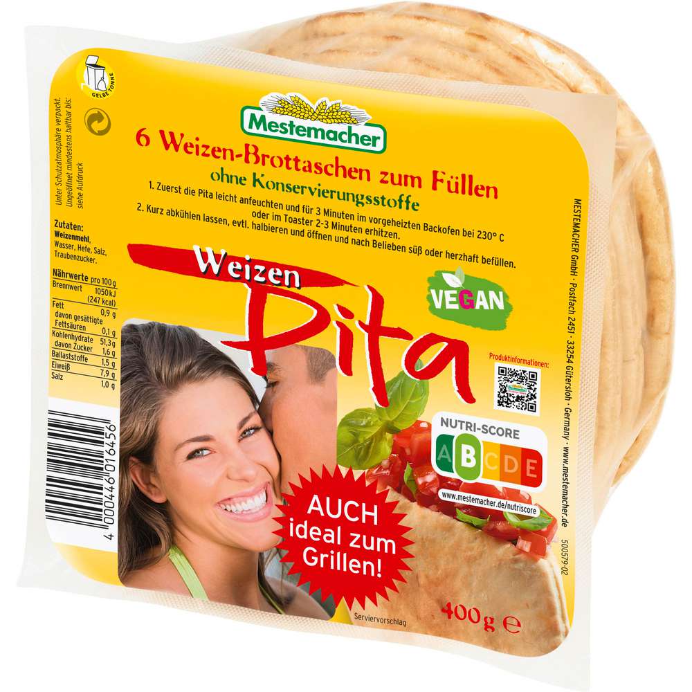 Produktabbildung Mestemacher Pita Brot, Weizen